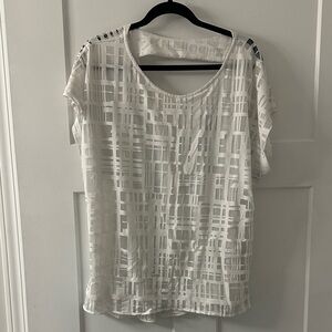 Forever 21 White Grid Pattern Blouse